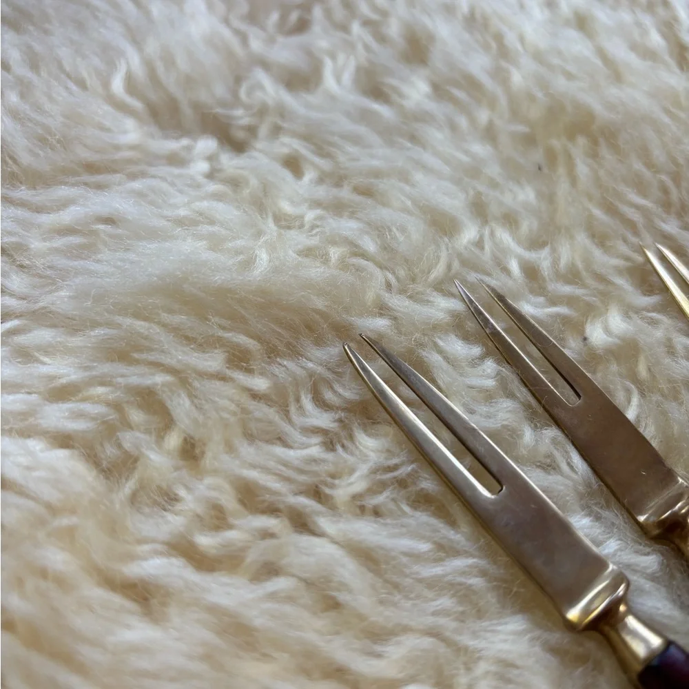 Vintage Set of Wooden Handled Charcuterie Forks